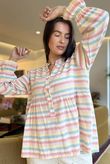 Hallie Stripe Cotton Smock Blouse C
